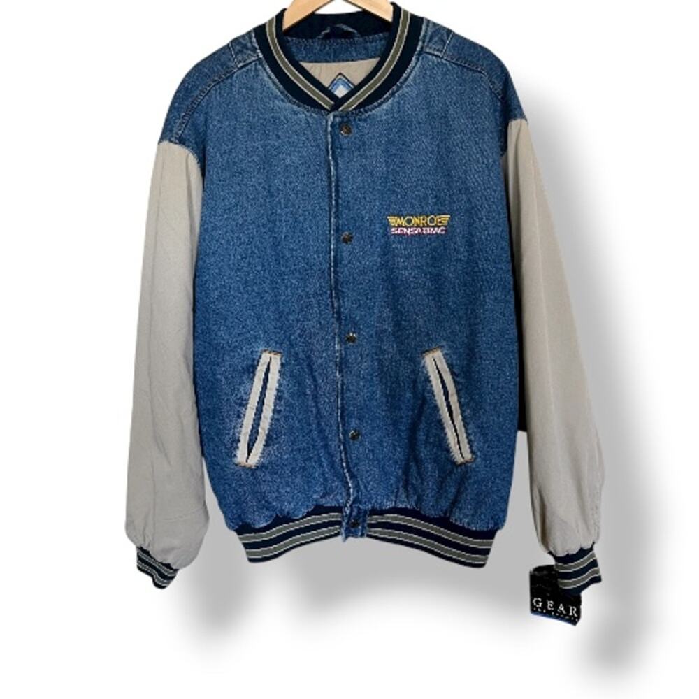 VTG 90's Gear for Sports Monroe Sensatrac Denim Bomber Jacket Sz XL
